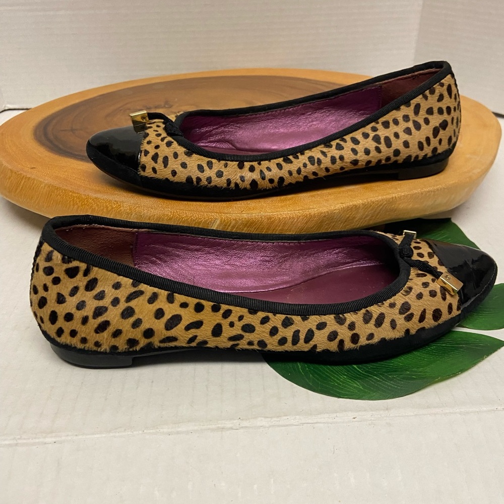 COACH Poppy KUDOS Leopard Dyed Pony Hair Ballet Flats
